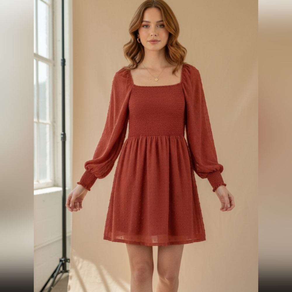 NWT Crystal Doll Red Long Sleeve Mini Dress M